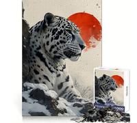 Snow Leopard Artwork Hard Jigsaw Puzzle for Adults 1000 Pieces Pure Logic Toy Home Activity Clean Cut Lovely Gift (38x52cm)