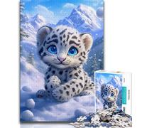 Snow Leopard Baby 1000 Piece Jigsaw Puzzles for Teenagers Gifts,Help The Brain Exercise Addictive Toys to Cultivate Patience Great Gift (50x75cm)