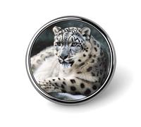 Snow Leopard Badge Holder Exquisite Round Badge with Picture Pin DIY Button Badges Personalized Metal Button Pin Fashion Brooch Crafts Gifts Clothes Decorative Pins