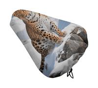 Snow Leopard Bike Seat Cushion Waterproof Bicycle Seat Cover with Drawstring Comfort Dustproof Rain Proof Protection Bike Seat for Outdoor Most Bicycles Mountain Road Bikes