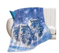 Snow Leopard Blanket Snow Leopard Decor Animal Throw Blanket Gifts for Girls Boys Leopard Lover Couch Bedding Super Warm Soft Plush Lightweight Fleece Flannel Blanket for Kids Adults Men Women 50"X40"