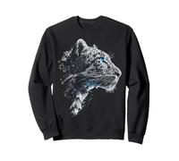 Snow-Leopard Blue Eyes Animal Face Motif Illustration Sweatshirt