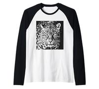 Snow Leopard Cheetah Jaguar Panther Cat Face Black Gift Raglan Baseball Tee
