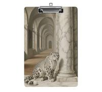 Snow Leopard Clipboard,Decorative Clip Board Acrylic Clipboards with Low Profile Metal Clip for Office,Teachers,Standard Letter Size 8.5x12.5