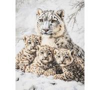 Snow Leopard Cross Stitch Kits - Counted Cross Stitch Kits for Beginners Adults,11 CT Patterns Dimensions Embroidery Kits Arts Craft Kits, Home Decor 15.7 x 19.7in,40X50cm（2015）