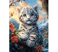 Snow Leopard Cub in A Magical Forest 300 Pieces Premium Jigsaw Puzzle Wildlife Pet Adult Jigsaws Educational Challenge Mental Exercise Wall Art Winter Durable Cardboard 300 PCS