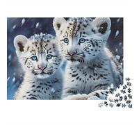 Snow Leopard Cubs 1000 Piece Jigsaw Puzzle Puzzle Game for Family Winter Snow Scene Paper Jigsaw Puzzle for Adults Focus Gift Home Decor 70x50cm/1000pcs