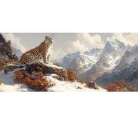Snow Leopard Diamond Pinting Mountain Diamond Art Kits Adults, Crystal Gem Art Round Full Drill Crystal Rhinestone Embroidery Cross Stitch Hobbies for Adults Women, Home Decor 100x300cm -hjw26047W