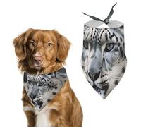 Snow Leopard Dog Bandanas for Feeding Grooming, Triangle Pet Bibs for Cats & Dogs Washable Fashion Pets Scarf for Party Travel 27.6 X 11.8 Inch