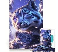 Snow Leopard Family Portrait Jigsaw Puzzles 1000 Pieces for Teenagers Logic Game Warm Time Precise Cut Art Collection Piece (50x75cm)