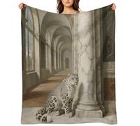 Snow Leopard Flannel Throw Blanket Super Soft Lightweight Throw Blanket Fuzzy Comfy Flannel Blankets Warm Plush Throw Blankets for Couch Sofa Bed 60"x80"