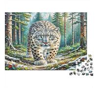 Snow Leopard Heavyweight Paper Snow Leopard in Snowy Forest Path Jigsaw Puzzle Beginner Friendly Gift for Kids 38x26cm/1000pcs