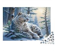 Snow Leopard in Forest 1000 Piece Snow Leopard in Snowy Forest Jigsaw Puzzles for Adults And Kids Family Educational Games 1000 Pieces Beautiful Decoration Challenge High Difficulty 70x50cm/1000pcs