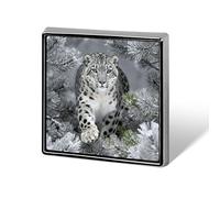 Snow Leopard in Pine Brooch Pins Lapel Pins for Men Women Badge Button Cover Decorative Jewelry Charms for Hats Bags Backpacks Suits Shirts Scarves Clothing Accessories Banquet Wedding Gift