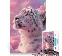 Snow Leopard in Pink Clouds 1000 Piece Jigsaw Puzzles for Teenagers Jigsaw Clear Logic Toy Peaceful Time Perfect Cut Santa Wish List (50x75cm)