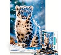 Snow Leopard in Snow Jigsaw Puzzles for Adults1000 Piece Brain Teaser Home Leisure Image Assembly Birthday Gift (38x52cm)