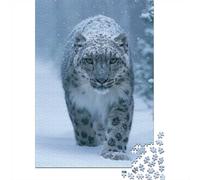 Snow Leopard in Snowy Forest 1000 Piece Jigsaw Puzzle, 70x50cm/1000pcs, for Adults, Relaxing Screen-Free Hobby, Evening Leisure And Time at Home