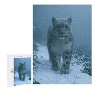 Snow Leopard in Snowy Forest - Wooden Art Puzzle, 500 PCS, New Year Puzzle Gift; for Couples, Friends And Family