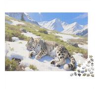 Snow Leopard Jigsaw 1000 Piece Challenge Toys for Adults Snow Mountain Plateau Impossible Jigsaw Puzzles Educational Game Home Decoration 1000pcs (75x50cm)