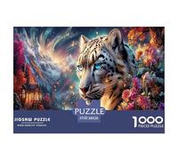 Snow Leopard Jigsaw Puzzles Puzzles for Adults Kids. 1000 Piece Mountain Forest Whimsical Challenge Toy Home Decoration for Gifts 38x26cm/1000pcs