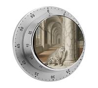 Snow Leopard Kitchen Timer Mechanical Cooking Timer Clock with Loud Alarm Magnetic Countdown Timers Stainless Steel Egg Timer for Kitchen, Work, Exercise Training, Outdoor Activities