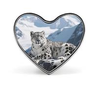 Snow Leopard Lapel Pin Heart Metal Brooch Pin with Secure Pinback Fashion Button Badge for Clothing, Hats, Bags Decoration