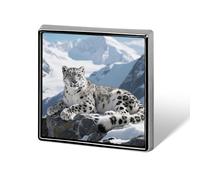 Snow Leopard Lapel Pin Square Metal Brooch Pin with Secure Pin Back Fashion Button Badge for Clothing, Hats, Bags Decoration