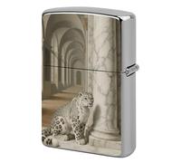 Snow Leopard Lighter Case Classic Pocket Lighter Cover Windproof Flip-Top Metal Lighters Sleeve Double-Sided Lighters Covers for Men Women