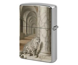 Snow Leopard Lighter Case Classic Pocket Lighter Cover Windproof Flip-Top Metal Lighters Sleeve Double-Sided Lighters Covers for Men Women