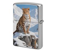 Snow Leopard Lighter Case Metal Double-Sided Lighter Cover Pocket Lighters Sleeve Windproof Lighters Accessories for Men Women