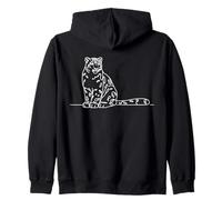 Snow Leopard Line Art Animal Lover Zip Hoodie