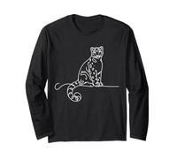 Snow Leopard Line Art Zoologist Long Sleeve T-Shirt