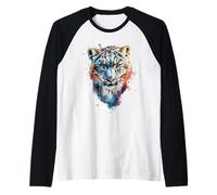 Snow Leopard Lover White Leopard Animal Snow Leopard Face Raglan Baseball Tee