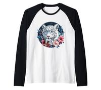 Snow Leopard Lover White Leopard Animal Snow Leopard Face Raglan Baseball Tee