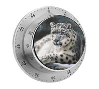 Snow Leopard Magnetic Timer Manual Kitchen Timers for Cooking Cute Egg Timers Loud Countdown Clock Mechanical Countdown Timer for Classroom Gym Baking Exercise Study Workout Clock