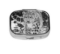 Snow Leopard,Meta Pill Box 2 Compartment Medicine Case,Portable Organizer,Rectangle Meta Portable Organizer Pill Box 2273 Compartment Medicine Case