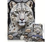 Snow Leopard Mosaic Portrait 1000 Piece Jigsaw Puzzles for Teenagers Jigsaw Brain Workout Toy Group Play Art Assembly Classic Gift (38x52cm)