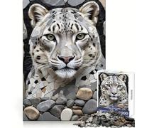 Snow Leopard Mosaic Portrait 1000 Piece Jigsaw Puzzles for Teenagers Jigsaw Enhance Memory Cozy Relax Firm Cut Festive Gift (38x26cm)