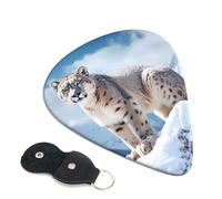 Snow Leopard Mountain 6 Pack Guitar Picks With Holder, Personalized Guitar Plectrums Non-Slip Portable Ukulele Bass Picks 0.96mm For Acoustic Guitar Lovers Gifts