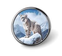 Snow Leopard Mountain Badge Holder Personalized Round Badge with Picture Pin Aluminum Alloy Button Pin Exquisite Brooch Fashion Button Badges Clothes Decorative Pins