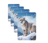 Snow Leopard Mountain Car Air Fresheners Cards Set of 4 Pieces Personalized Car Fresheners Gifts for Men Women Auto Aromatherapy Tablets Hanging Scented Cards for Wardrobe Bathroom