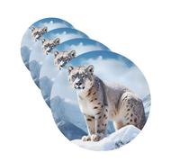 Snow Leopard Mountain Car Air Fresheners Cards Set of 4 Pieces Personalized Car Fresheners Gifts for Men Women Auto Aromatherapy Tablets Hanging Scented Cards for Wardrobe Bathroom