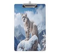 Snow Leopard Mountain Clipboard Sturdy Low Profile Clip Clipboards Hanging Hole with Hanging Clipboard Acrylic Clip Board Holds 100 Sheets12.5x8.5In