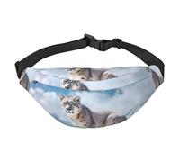Snow Leopard Mountain Fanny Pack for Men Women Crossbody Waist Bag Everywhere Belt Bag Wallet Hip Bum Bag with Adjustable Strap Casual Chest Bag for Outdoor Hiking Cycling, Black, One Size