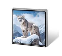 Snow Leopard Mountain Lapel Pin Brooches Square Fashion Brooch Pin Cute Button Badges Alloy Button Pins Enamel Pins Metal Pinback for Hat Shirt Clothing Bags