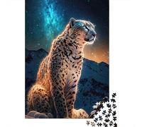 Snow Leopard Mountain Night View 1000 Piece Jigsaw Puzzle Paper Jigsaw Puzzle for Adults Relaxing Focus Family Activity Home Decor Gift 70x50cm/1000pcs