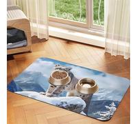 Snow Leopard Mountain Pet Feeding Mat 30x45cm, Absorbent Dog Mat for Food and Water Bowl, PU Leather Cat Food Mat Waterproof Dog Bowl Mats Quick Dry Pet Placemats-No Stains