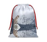 Snow Leopard Mountain Print Drawstring Gift Bag Durable And Versatile, Perfect For Festive Occasions