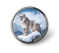 Snow Leopard Mountain Round Badge 25mm/1 Inch Metal Buttons Round Badge Pin Button Parts Classic Pin Holders Buttons for Shirts Clothes Individualistic Brooch