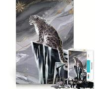 Snow Leopard on An Icy Mountain Peak 1000 Piece Jigsaw Puzzle for Teenagers Enhance Recall Family Bond Exact Edge Thoughtful Gift (50x75cm)